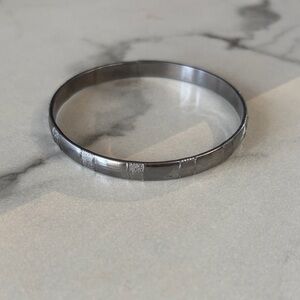 Silver-Tone Textured Bangle Bracelet